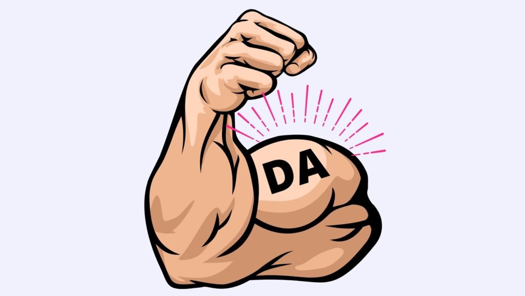 cartoon arm flexing with da on the bicep