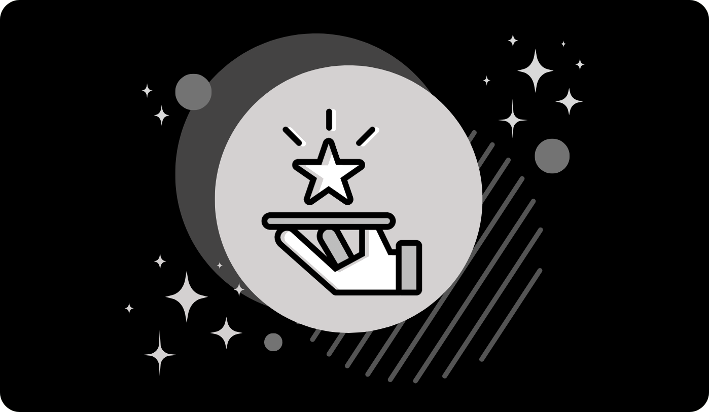A hand holding a star.