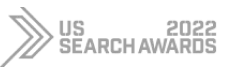 The us search awards logo on a black background.