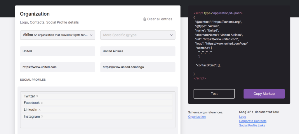Schema generator tool from Search Atlas
