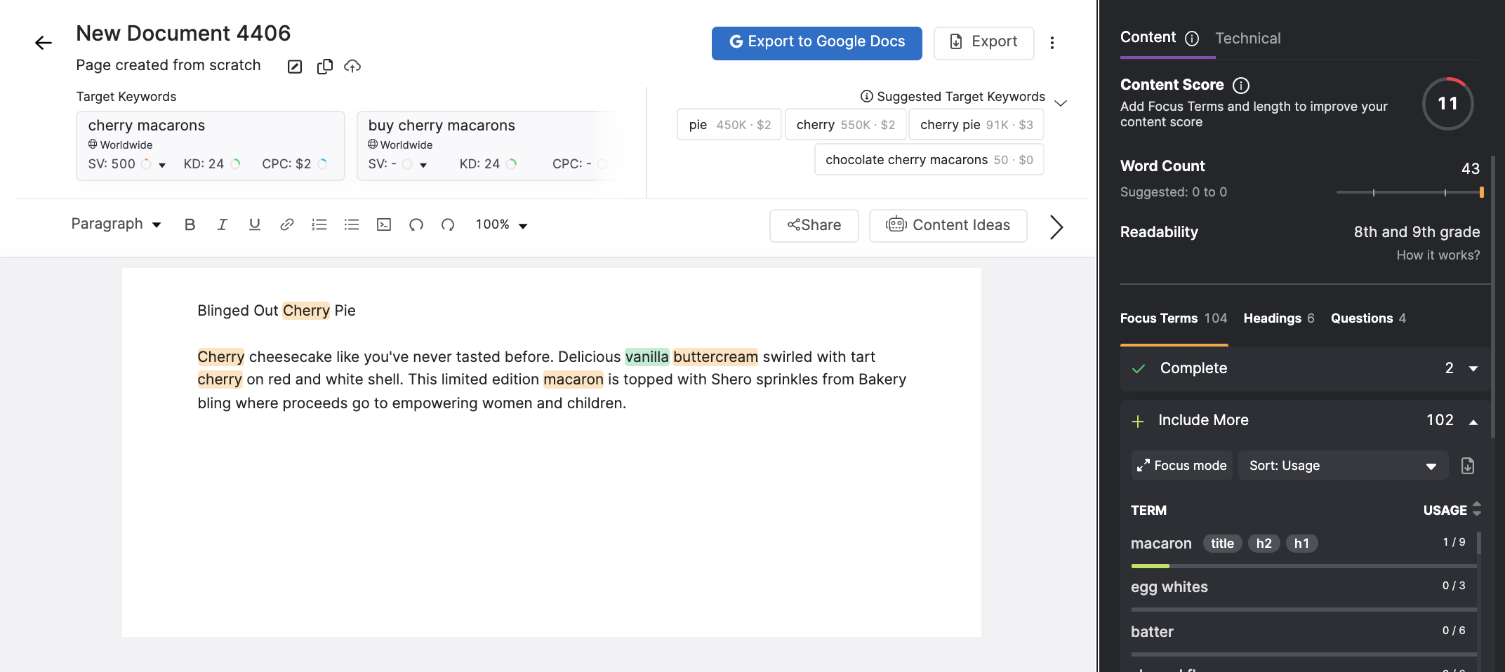 On-Page SEO content writing with the SEO Content Assistant tool from Search Atlas