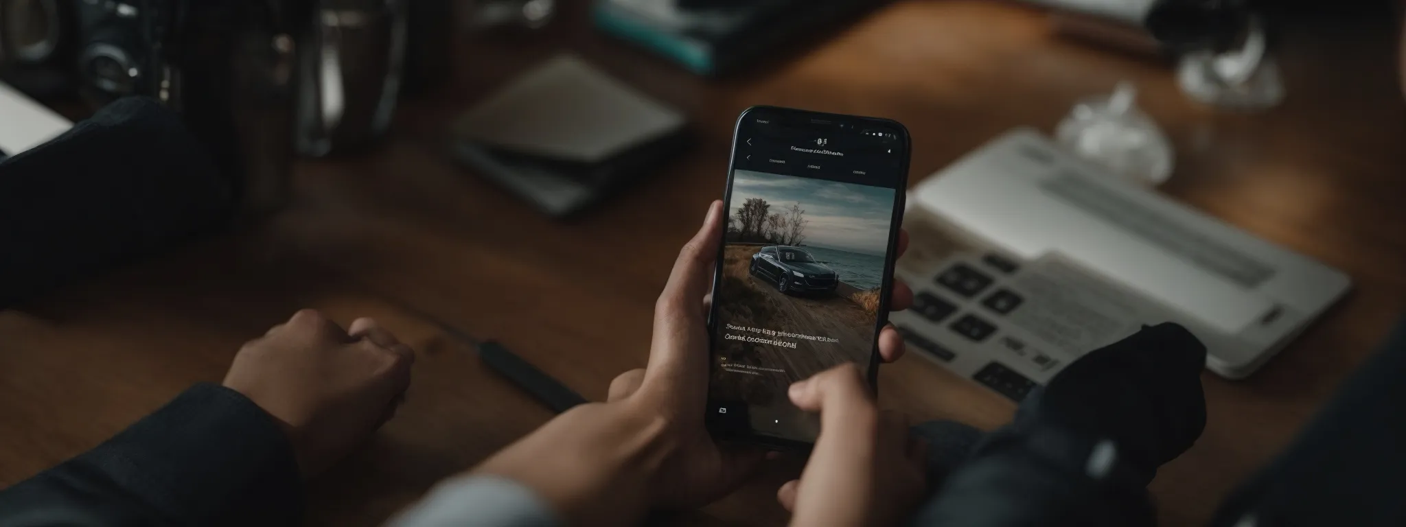 a person viewing a fully responsive wordpress website on their smartphone, seamlessly navigating through content.
